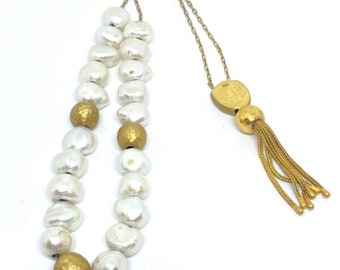 Handmade Greek Komboloi/Worry Beads with Pearls and Gold 14k (SCO00089)