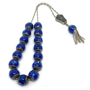 Handmade Greek Komboloi/Worry Beads with Lapis Lazuli and Silver 925 (SCO0060)