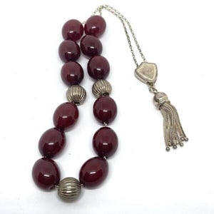 Handmade Greek Komboloi/Worry Beads with Amber and Silver 925 (SCO0031)