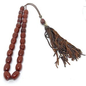 Handmade Greek Komboloi/Worry Beads with red Jasper and 925 Silver (SCO0014)