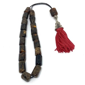 Handmade Greek Komboloi/Worry Beads with Amber and Silver 925 (SCO0041)