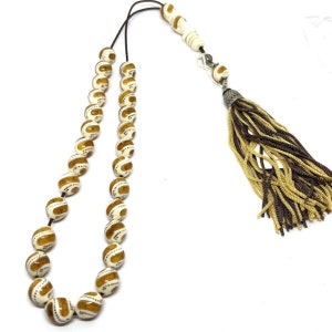 Handmade Greek Komboloi/Worry Beads with Ivory and Silver 925 (SCO0047)