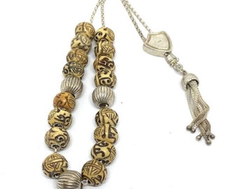 Handmade Greek Komboloi/Worry Beads with Bone and Silver 925 (SCO0049)