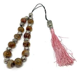 Handmade Greek Komboloi/Worry Beads with Agate and Silver 925o (SCO0107)