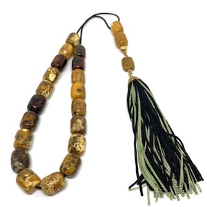 Handmade Greek Komboloi/Worry Beads with Amber and 14k gold (SCO0003)
