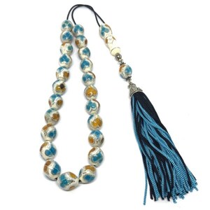 Handmade Greek Komboloi/Worry Beads with Camel bone, Amber and Silver 925 (SCO0051)