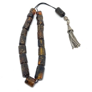 Handmade Greek Komboloi/Worry Beads with Natural Amber  (SCO0030)