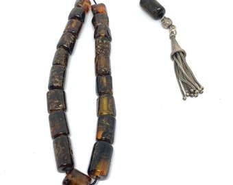 Handmade Greek Komboloi/Worry Beads with Natural Amber  (SCO0030)