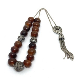 Handmade Greek Komboloi/Worry Beads with Buffalo Horn and Silver 925 (SCO0055)