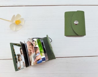 Llavero de mini álbum de fotos personalizado, álbum de la madre, llavero de fotos personalizadas, mini foto de cuero de imágenes personalizadas, regalo para mamá, regalo para pareja