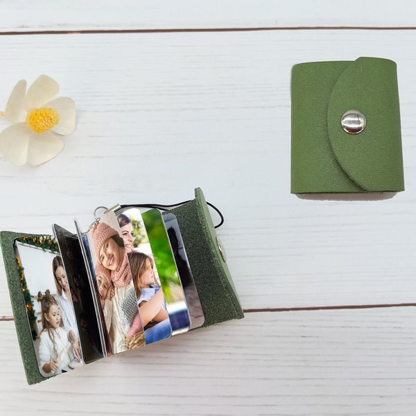 Personalisierte Mini-Fotoalbum Schlüsselanhänger,Mutters Album,Benutzerdefinierte Fotos Schlüsselbund,benutzerdefinierte Bilder Leder Mini Foto,Geschenk für Mama,Geschenk für Paar