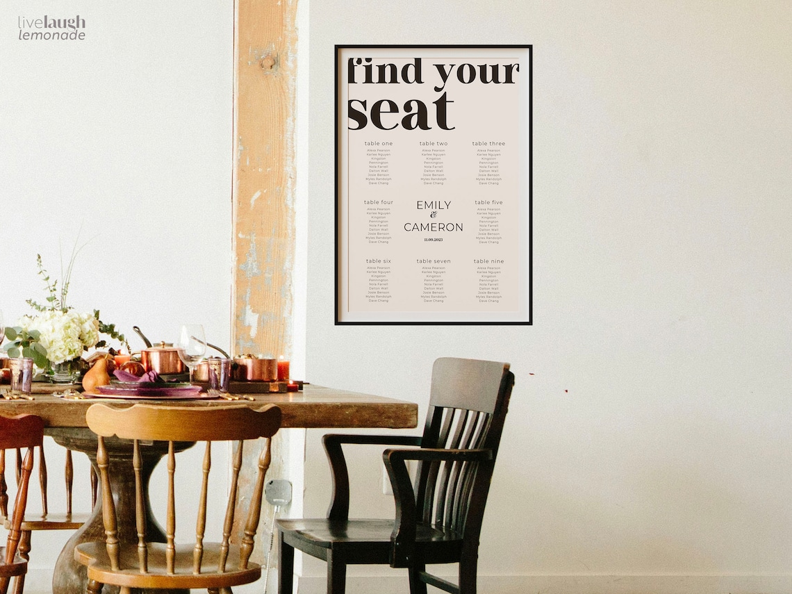 Editable Seating Chart Template for Wedding DIY Signs - Printable ...