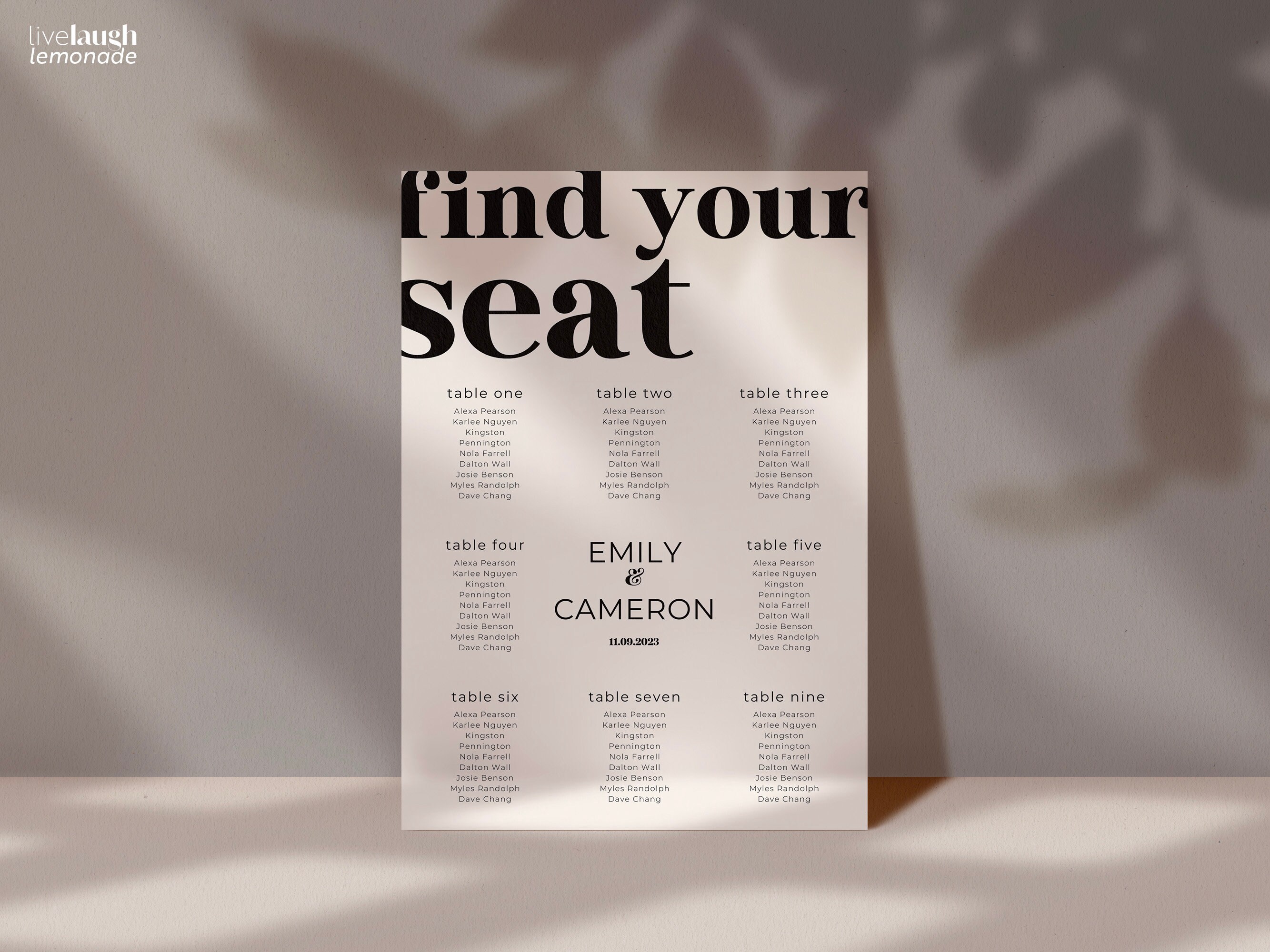 Editable Seating Chart Template for Wedding DIY Signs - Printable ...