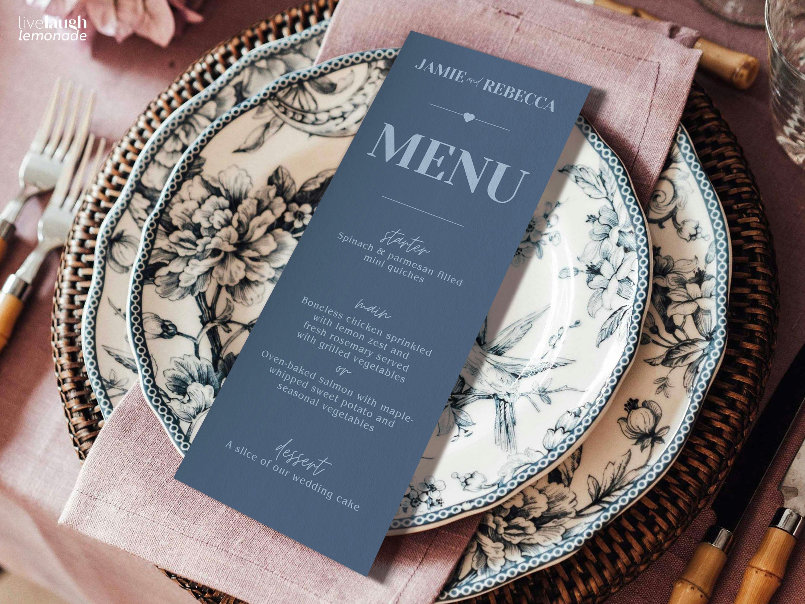Editable Wedding Menu Printable Template for DIY Wedding - Customizable ...