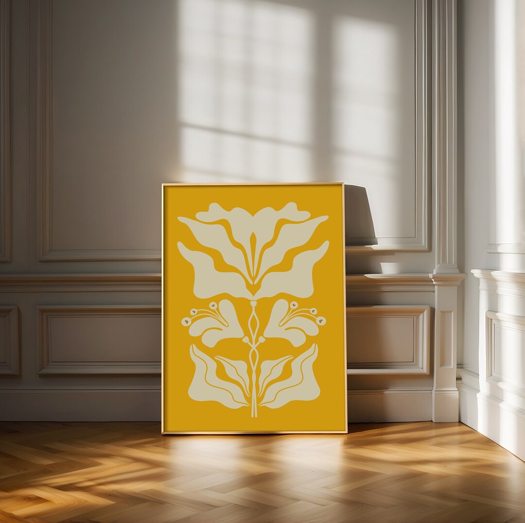 MOODY WILDFLOWER DIGITAL Art Print Botanical Wall Art Yellow Floral ...