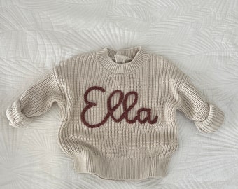 Personalized Baby Sweater, Embroidery Name Sweater, Newborn Baby Coming Home Outfit, Custom Knit for Babies, Baby Gifts,Knit Sweater Toddler