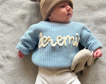 Personalized Baby Sweater, Embroidery Name Sweater, Newborn Baby Coming Home Outfit, Custom Knit for Babies, Baby Gifts,Knit Sweater Toddler