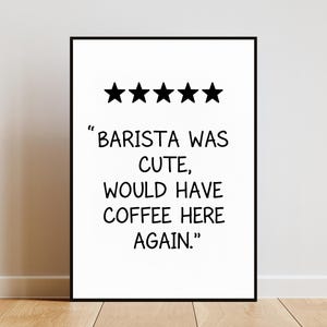 Barista war süßer Druck Kaffee Bar Dekor Küche Drucke Niedliche Wandkunst Trendige Poster druckbare Kunst Digitaldrucke Neutrales Wanddekor Kaffee