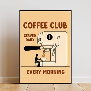 Coffee Bar Art Print: Coffee Club Poster, Kitchen Decor (Digital Download)