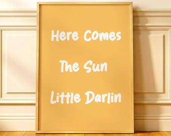 Impresión "Aquí viene el sol, pequeña querida", decoración para cama, decoración de apartamento, arte de pared femenino, arte de pared infantil, arte de pared de dormitorio, regalo para bebé recién nacido