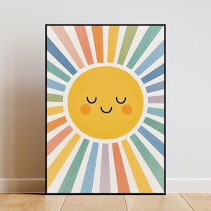 Sun Playroom Poster, Sun Playroom Decor, Digital Download, Nursery Wall Art, Sun Wall Art, Girls Room Decor, Watercolor Nursery Decor