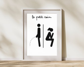 Affiche le petit coin - affiche toilettes - poster WC à imprimer - affiche humoristique pour les toilettes - affiche humour - décoration WC