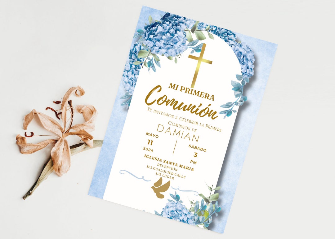 Editable First Communion Invitation - Personalized Spanish Holy ...