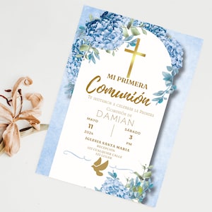 Editable First Communion Invitation - Personalized Spanish Holy Communion Invite Download&quot;Invitacion personalizada para Mi Primera comunión
