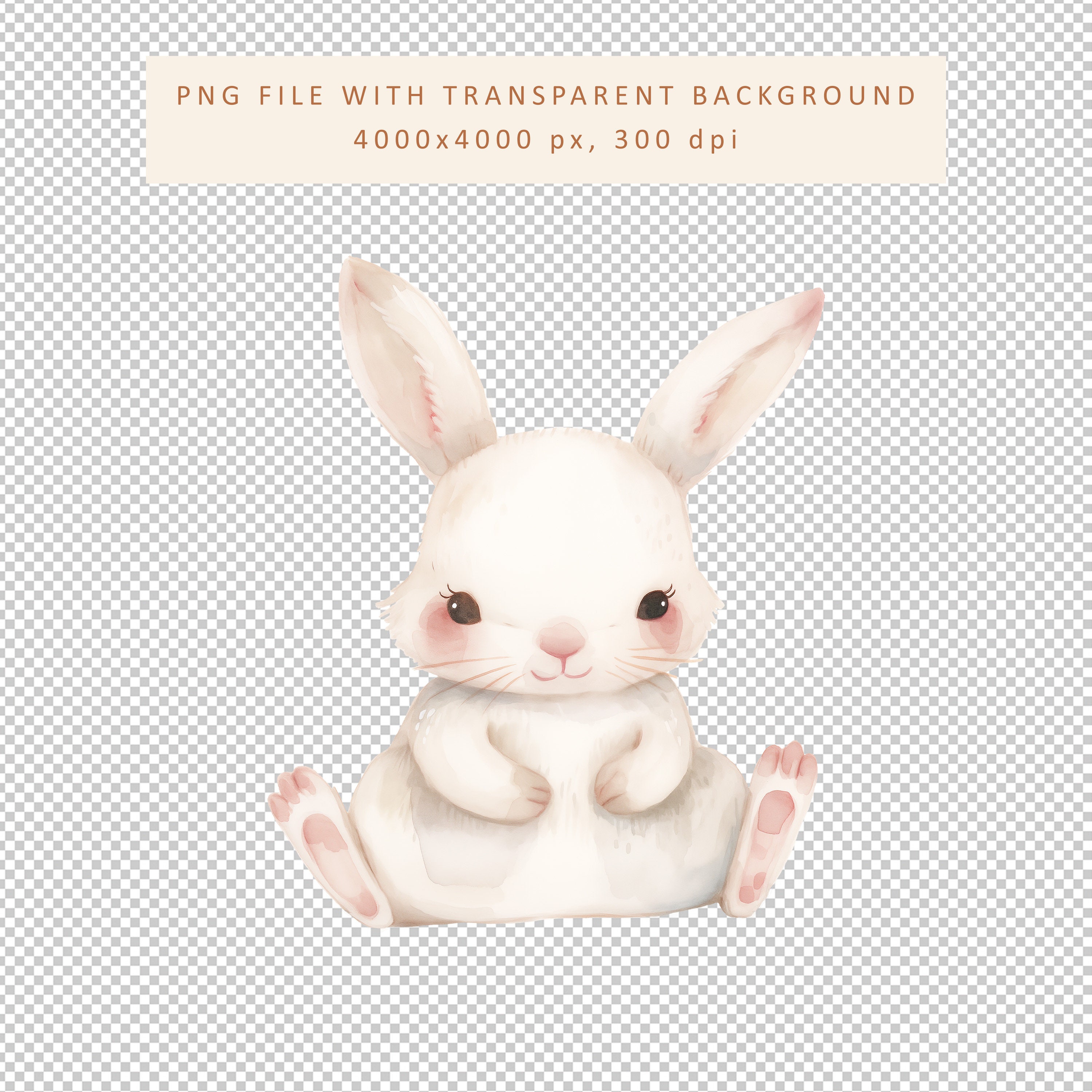Bunny Clip Art - Rabbit Watercolor Illustration - Animal Clipart - Baby ...