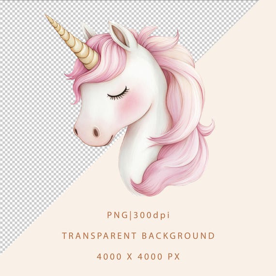 ユニコーンのクリップアート - ユニコーンの水彩イラスト - 動物の
