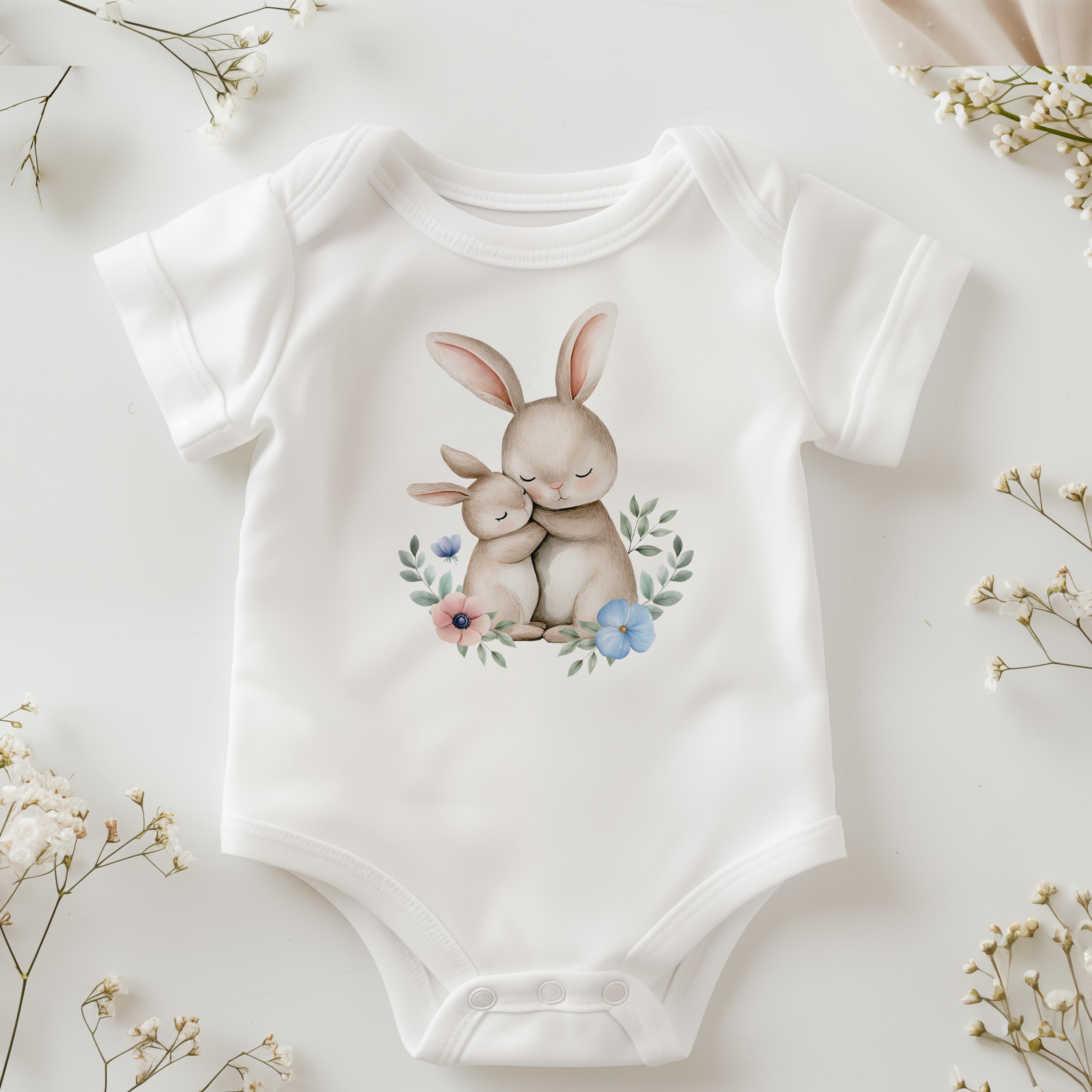 Mama Bunny Clipart, Watercolor Rabbit Clipart, Cute Baby Bunny Clip Art ...
