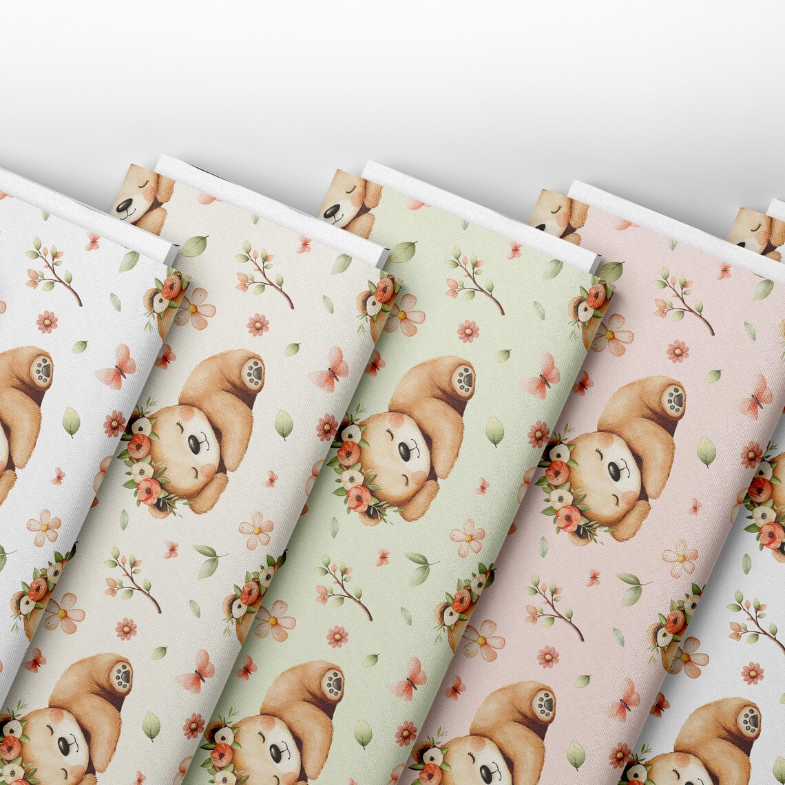 Seamless Cute Bear Pattern, Watercolor Floral Baby Animal Digital Paper ...