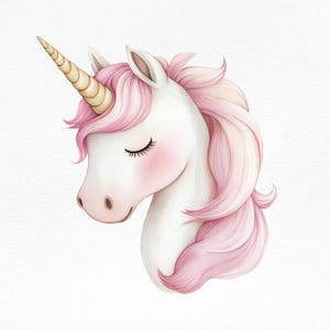 Imágenes prediseñadas de unicornio - Ilustración de acuarela de unicornio - Imágenes prediseñadas de animales - Impresión para bebé - Diseño de impresión para guardería - Uso comercial - Gráfico PNG para niños lindos