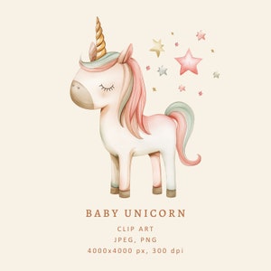 Einhorn Clipart - Einhorn Aquarell Illustration - Tier Clipart - Baby Druck - Kinderzimmer Druckdesign - Kommerzielle Nutzung-Süße Kinder Grafik PNG