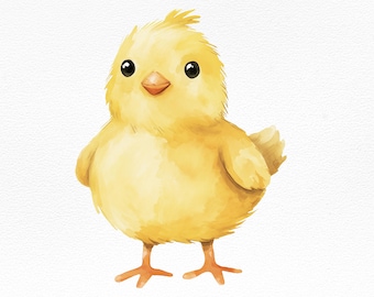 Watercolor Baby Chick Clipart, Cute Easter PNG, Farm Animal Art, Digital Download, Scrapbooking, Nursery Decor, Sublimation File, printable