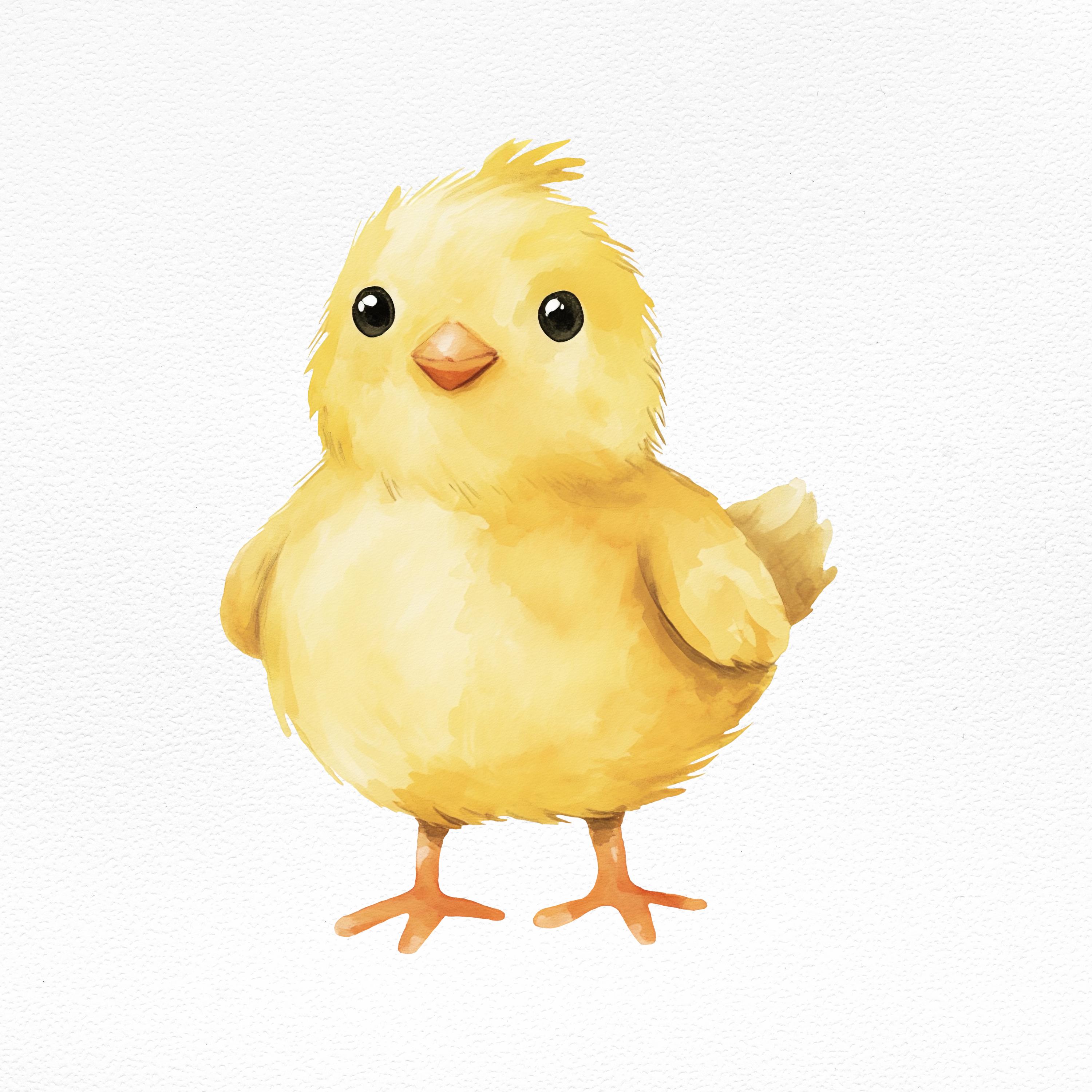 水彩の赤ちゃんひよこのクリップアート、かわいいイースター PNG、農場
