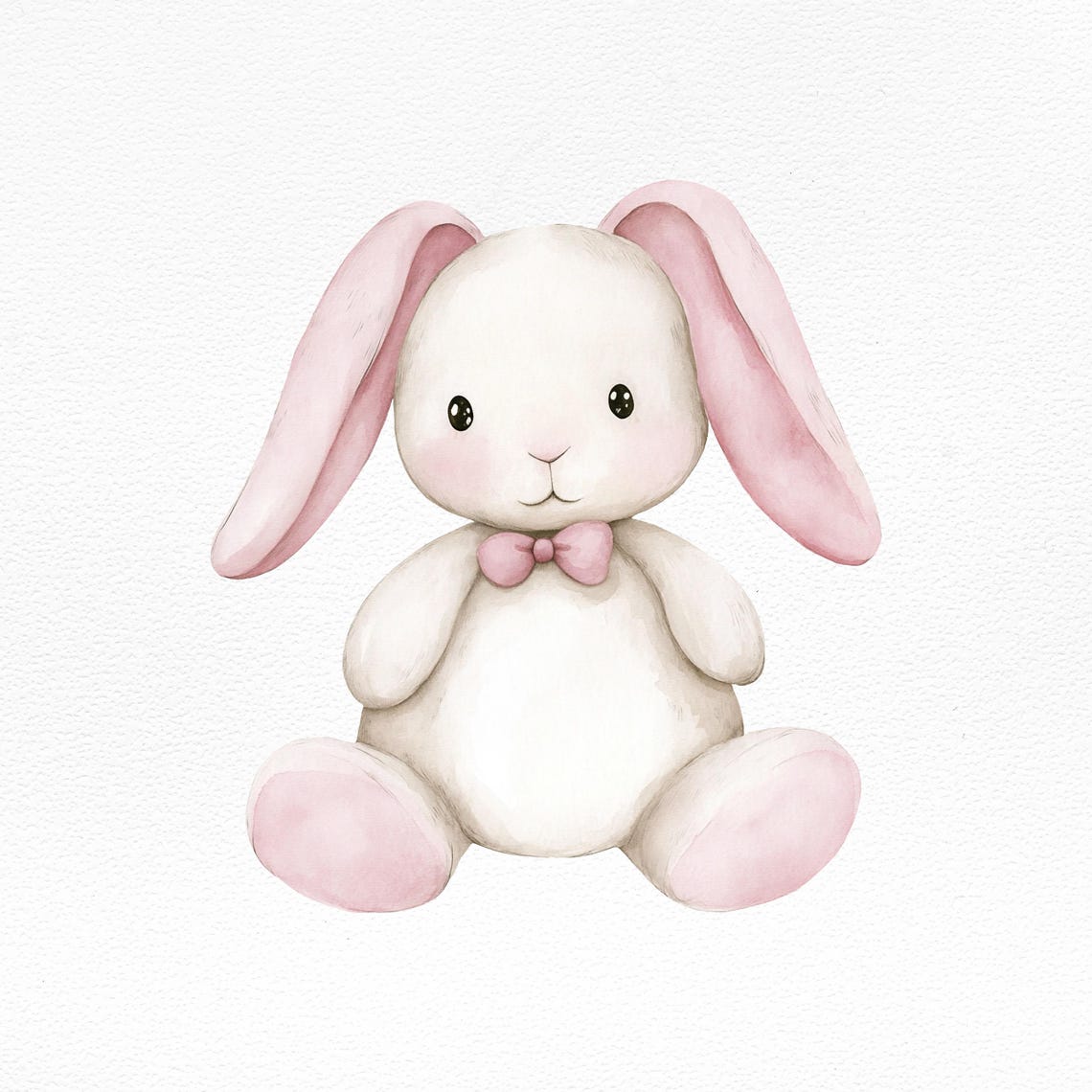 Watercolor Pink Bunny Clipart - Cute Baby Rabbit Illustration, Nursery ...