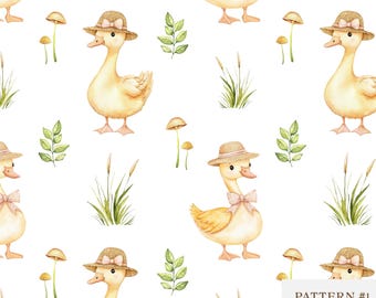 Adorable Duck Seamless Pattern,Cute Goose Download, Baby Shower Decor, Nursery Wallpaper, Cute Farm Animals Design for Fabric, Digital Paper
