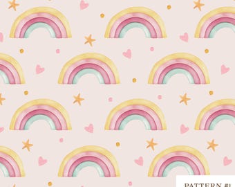 Rainbow seamless pattern-Magic Watercolor Pattern-Digital Paper-Baby repeating pattern-Nursery fabric design-Kids Wallpaper-Cute pattern