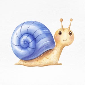 Escargot mignon aquarelle Clipart PNG, art mural pour chambre d'enfant, illustration d'animaux de la forêt, téléchargement numérique, décoration de chambre d'enfants, art de la nature printanier