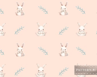 Cute Bunny seamless pattern - Rabbit Watercolor Pattern - Digital Paper - Nursery - Nursery fabric design - Scrapbook - Kids Wallpaper