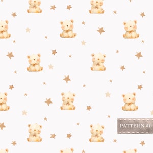 Baby Bear seamless pattern - Watercolor Pattern - Digital Paper - Nursery - Teddy Bear - Nursery fabric design - Scrapbook - Kids Wallpaper