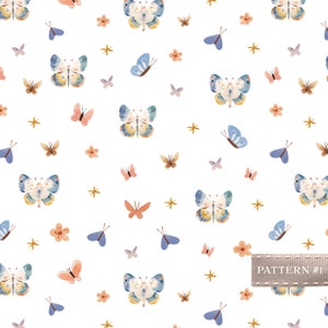 Schmetterling Muster - Motte Aquarell Muster - Niedliches Digitales Papier - Baby Mädchen - Kinderzimmer Stoff Design - Kinder Tapete