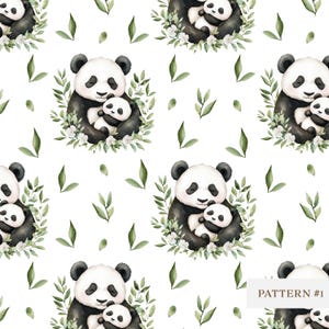Schattig aquarel naadloze patroon slapende mama en baby panda, patroon slaperige panda, digitaal papier, herhalend patroon, ontwerp kinderkamerstof