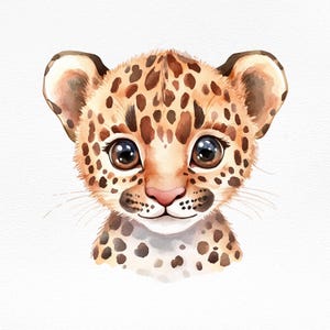 Entzückende Baby Leopard Kinderzimmer Kunst, druckbare Wand Dekor, Safari Tier Illustration, digitaler Download, Baby-Dusche-Geschenk, Sublimationsdatei