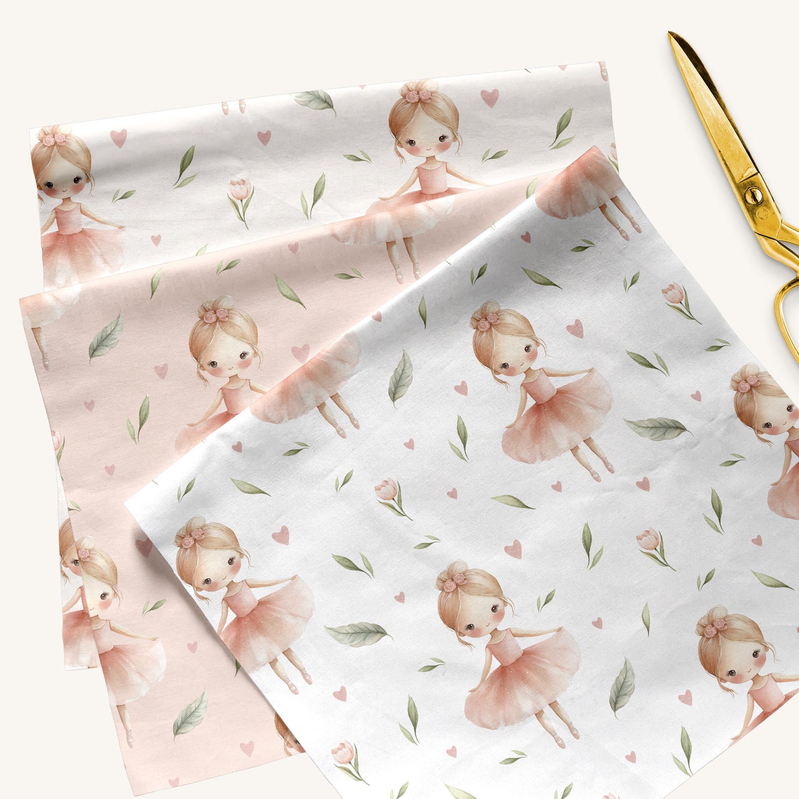Spring Ballet Pattern Cute Ballerina Seamless Pattern, Watercolor Ballet Girl Digital Paper ...