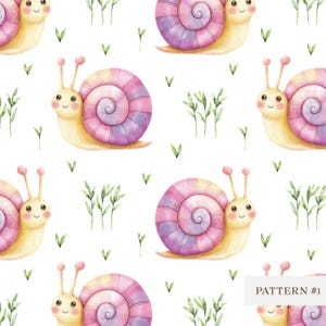 Süße Pastell Schnecke Muster, Pastell Schnecke Muster, Babyzimmer Dekor PNG, Scrapbooking, Sublimationsdatei, Digitales Papier
