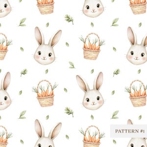 Modèle sans couture aquarelle lapin, papier numérique mignon lapin, conception de tissu pour bébé de Pâques, impression animaux de printemps, pépinière des bois art PNG
