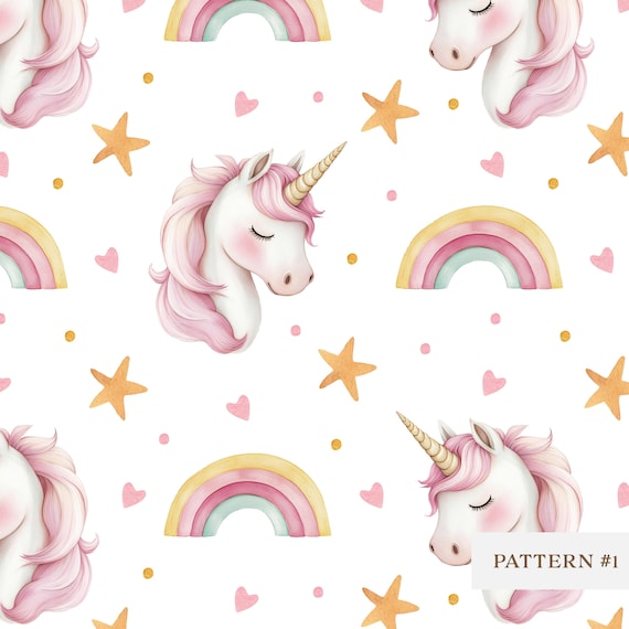 Unicorn Rainbow Seamless Pattern-magic Watercolor Pattern
