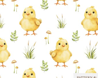 Aquarel babykuikenpatroon, schattig naadloos Pasen digitaal papier, scrapbooking, stoffenontwerp, decoratie kinderkamer, dieren lente ambachten png|jpeg